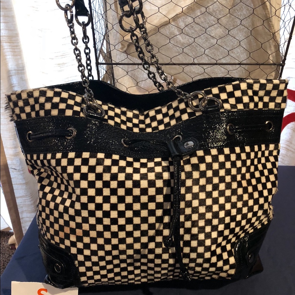 Black and white check purse